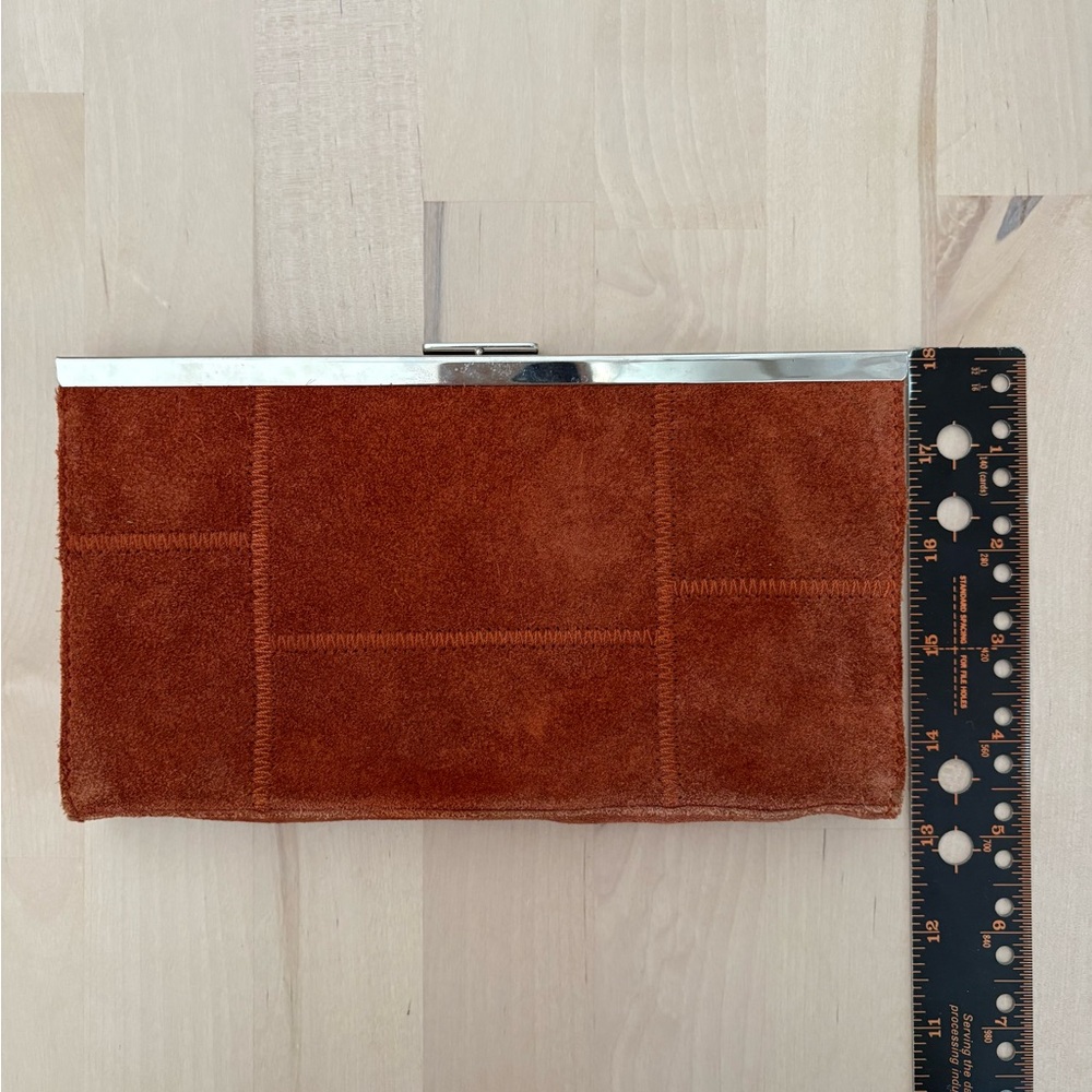 Banana Republic Rust Brown Suede Clutch with Silver Accent - Picture 9 of 12